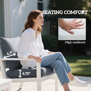 Set di 4 Cuscini Grigi per Sedie da Patio con Seduta e Schienale, Resistenti allo Sbiadimento, per Uso Esterno - Product Image 5