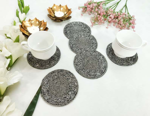 Embroidery <b>Beads</b> <b>coaster</b> Multi Color Superior Quality <b>Beads</b> Handmade Drinkware <b>coaster</b> By Blossom Craft India - Product Image 2