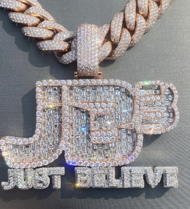 Moissanite Hip Hop <b>Initial</b> Letter Pendant Rose Gold Iced Out Statement <b>Necklace</b> Luxury Streetwear Jewelry - Product Image 2