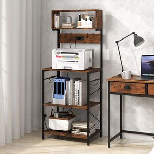 Mobiletto per Microonde Alto 60 Pollici con Ripiani Aperti e 10 Ganci, Carrello Portaoggetti da Cucina - Product Image 2