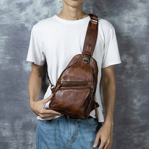 Bolso de Hombro de Cuero Genuino Hecho a Mano para Hombre, Estilo Vintage, con Cierre de Cremallera, Impermeable, Sensación Premium, Personalización al por Mayor - Product Image 4