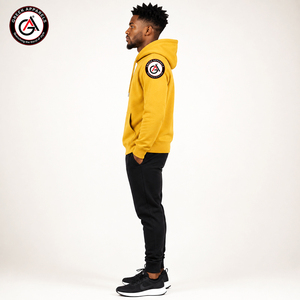 Sudadera con Capucha de Forro Polar Amarillo para Hombre, Marca Greek Apparels, Corte Regular, Color Sólido, Diseño con Bolsillos, Ropa Casual de Invierno, 300g, Transpirable - Product Image 3