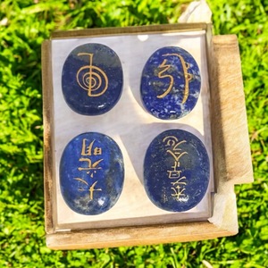 Juego de Reiki de Lapislázuli Grabado a Mano al por Mayor, Gema Curativa de Forma Ovalada para Meditación y Feng Shui - Product Image 5