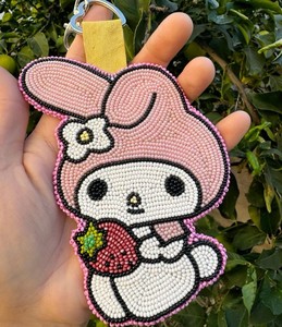 Luxury Eco-Friendly Flower Seed Beadwork Synthetic Crystals Keychain Fashion Bag <b>Charm</b> Custom <b>Keyring</b> Handbag Embroidered Key - Product Image 3