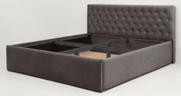 Lit de rangement moderne rembourré, taille King, avec tête de lit capitonnée et revêtement en velours, design minimaliste