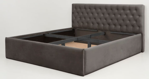 Modern Upholstered <b>Bed</b> Frame <b>Queen</b> <b>Size</b> Soft <b>Bed</b> with Tufted Headboard and Fabric Upholstery Minimalist Design - Product Image 6
