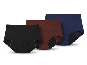 กางเกงชั้นในผ้าฝ้ายไร้ปีก ดีไซน์ไร้ตะเข็บ สีน้ำตาลเข้ม - Product Image 2