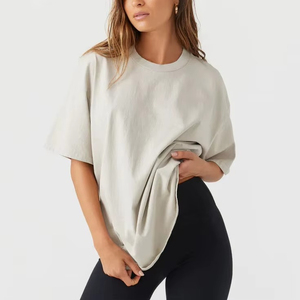 Camiseta de Algodón Oversize 2026 para Uso Diario Casual, Diseño Liso, Tallas Grandes, Verano, Teñido Liso, Transpirable, Secado Rápido, para Mujer - Product Image 3