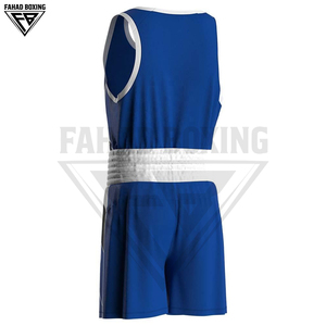Shorts MMA et débardeurs d'entraînement respirants pour hommes, personnalisables, multifonctionnels, en tissu extensible lavé, couleur bleu et blanc, pour le sport et la boxe - Product Image 6