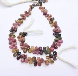 ลูกปัดทัวร์มาลีนทรงลูกแพร์เรียบเนียน AAA Natural Multi Tourmaline ขนาด 6x9 มม. ลูกปัดพลอยทัวร์มาลีนทรงลูกแพร์แบบร้อยเป็นเส้น ลูกปัดทัวร์มาลีนแบบหลวม - Product Image 1