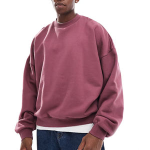 Sweat-shirt ample de haute qualité, poids lourd 210 grammes, effet vieilli, lavage à l'acide, col rond surdimensionné, sweat-shirts pour hommes, 100% coton - Product Image 1