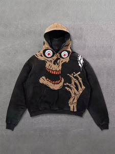 Sudadera con Capucha Gótica para Mujer, Diseño de Corazón de Esqueleto Negro, con Bolsillos, Corte Regular, Diferentes Diseños - Product Image 4