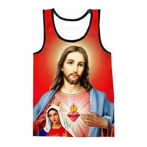 Débardeur pour homme à séchage rapide, respirant et écologique, avec impression numérique 3D de Jésus et impression intégrale personnalisée - Product Image 3
