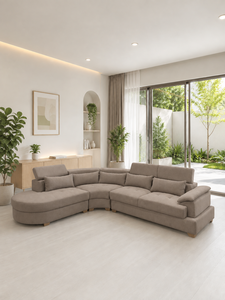 Sofá Seccional Moderno de Tela Montecarlo en Forma de L, Tapizado con Mechones, para Sala de Estar, Hotel, Villa u Oficina, Ajustable - Product Image 2