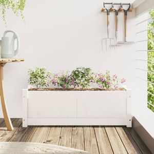 Macetas y jardineras de madera de pino macizo blanco con incrustaciones decorativas medianas para jardín - Product Image 3