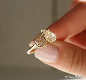 แหวนเพชรคุณภาพสูงเพาะเลี้ยงในห้องปฏิบัติการ 1.1 กะรัต ทองคำแท้ 14K 18K ปราศจากนิกเกิลและสารตะกั่ว สำหรับผู้หญิง งานแต่งงาน เครื่องประดับเจ้าสาว - Product Image 1