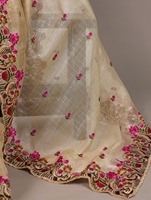 Sari indien ethnique de créateur pour occasions spéciales, avec broderie au fil, pour toutes les occasions et événements spéciaux, tenue pour femmes