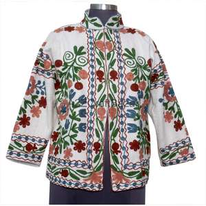 Chaqueta Bordada de Algodón Ecológico con Volantes Tejidos a Mano y Diseño Floral, Estilo Boho Vintage para Mujer, A2ZCraftBazar - Product Image 1