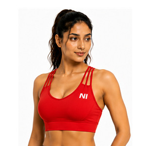 Soutien-gorge de sport pour femme 2026 rouge à dos croisé, maintien élevé, pour yoga et fitness, avec logo NI, design personnalisé Nofyan Ind - Product Image 5