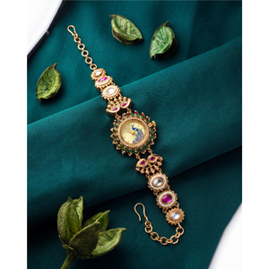 Indian Ethnic Brass Jewellery-Madhuri Heritage Adjustable Watch - Product Image 1
