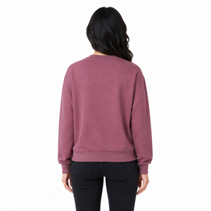 เสื้อสเวตเชิ้ตคอกลมผู้หญิง ผ้าฝ้าย 100% สีพื้น ถักทอ เป็นมิตรกับสิ่งแวดล้อม สไตล์ลำลองสำหรับฤดูใบไม้ร่วง ทรงหลวม แขนยาว - Product Image 4