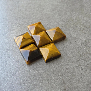 Piedra Preciosa Natural de Ojo de Tigre, Calibrada, con Base Plana Cuadrada en Forma de Pirámide, para Joyería - Product Image 1