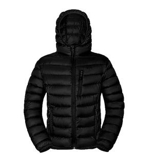 Light Warm Duck <b>Feather</b> Custom Logo Nylon Black Hooded Winter Bubble Puff Filled <b>Down</b> Puffer Jackets Coat for Men - Product Image 2