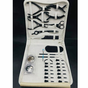 Kit d'outils professionnels durables pour extensions de cheveux noir mat, comprenant des micro-perles en acier inoxydable, des pinces crocodiles et des pinces. - Product Image 2