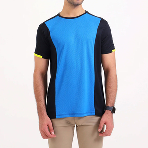เสื้อยืดคอกลมแขนสั้นสีน้ำเงินดำล้วนสำหรับผู้ชาย ทรงปกติ ผ้าถักโพลีเอสเตอร์ ระบายอากาศ แห้งเร็ว สไตล์ลำลอง - Product Image 4