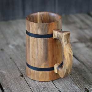 Best Selling Handmade Natural Wood Classic Eco-Friendly Dishwasher Safe Durable Mug Beer Cup for <b>Camping</b> Bar and <b>Kitchen</b> Use - Product Image 1