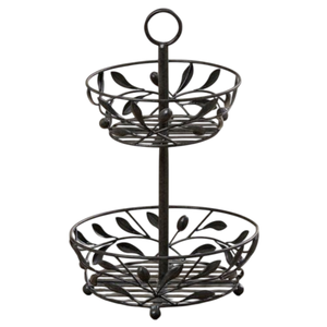 Double Tier Metal <b>Storage</b> Basket Rectangular Standing <b>Rack</b> for <b>Kitchen</b> Sundries Minimalist Design Durable Wire Holder - Product Image 5