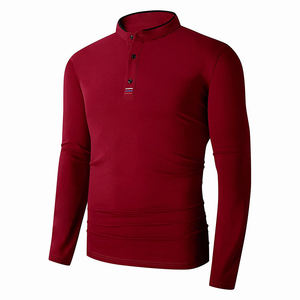 2026 <b>Top</b> Full Sleeve Polo Shirt <b>Maroon</b> Color Youth Outdoors Compression Polyester Cotton Shirt Long Sleeve Polo Shirt for Men's - Product Image 1