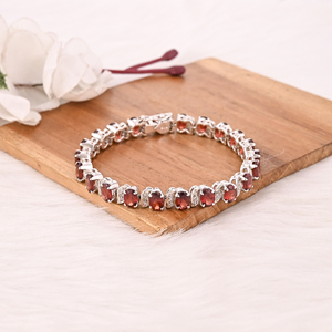 High Quality 925 Sterling Silver <b>Garnet</b> & CZ Tennis <b>Bracelet</b> Luxury Gemstone Jewelry for Unisex - Product Image 1