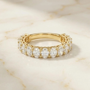 Drop Shipping <b>925</b> Solid <b>Silver</b> Engagement Gold Plated IGI Certified Bridal Wedding <b>Ring</b> Jewelry Oval Moissanite Eternity Band - Product Image 6