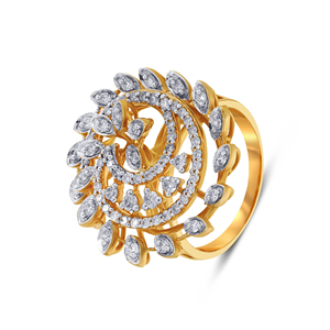Anillo de Diamantes Whirlwind Brilliance, Anillo Tiara de la Emperatriz Celestial, Lujosa Banda Dorada que Envuelve una Deslumbrante Corona de Diamantes en la Eternidad - Product Image 1
