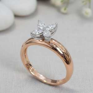 แหวนเพชรทรงมาร์คีส์รูปดอกไม้สุดหรูสำหรับผู้หญิง ทองคำแท้ 14K ของขวัญวันครบรอบสำหรับคนรัก - Product Image 1