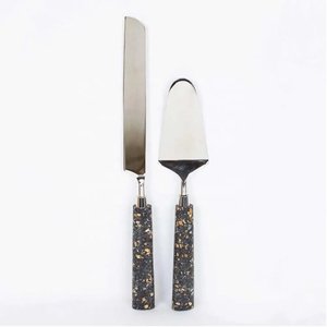 Wedding <b>Cake</b> Slicer and <b>Server</b> Set Polished Handmade Milky White Resin Transparent Handle Wedding <b>Cake</b> <b>Server</b> Set - Product Image 6