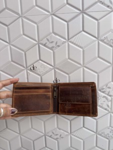 Portefeuille fin en cuir véritable de créateur, dernier modèle, unisexe, fermeture pliante, couleur noire, porte-cartes de crédit et billets, cadeau pour lui, usage quotidien - Product Image 3