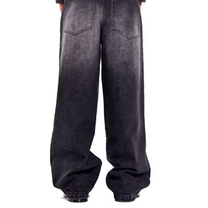 <b>High</b> <b>Waist</b> Wide Leg Stonewashed Denim <b>Jeans</b> <b>Men</b> Loose Fit Casual Cotton Pants Autumn Style Solid Color Pocket Design - Product Image 1