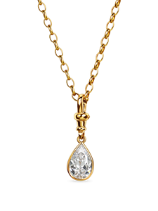Collar con colgante de diamante talla pera de inspiración vintage, 1 quilate, diamante cultivado en laboratorio, en oro amarillo de 9K y 18K - Product Image 5