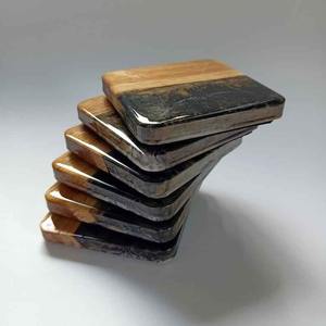 Ensemble de sous-verres en résine époxy pour thé et café avec support |   Décoration de table carrée et ronde faite à la main, brillante et résistante à la chaleur - Product Image 6