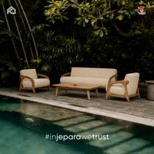 Modern Solid Teak Wood Minimalist Design Two Seat Durable Garden <b>Sofa</b> <b>Outdoor</b> Furniture for Hotel Villa Resort Patio Jepara - Product Image 6