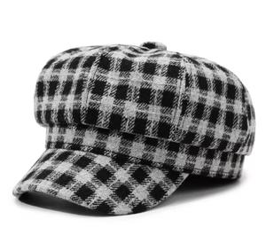 Gorro unisex de algodón a cuadros, 56-58 cm, gorro informal para primavera y otoño - Product Image 1