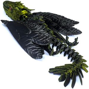 Dragón Wyvern con Plumas Impreso en 3D, Dragón Articulado con Alas para Fidget Cube y Mascota de Escritorio para un Reino Encantador - Product Image 2