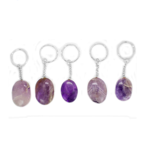 Porte-clés en cristal de haute qualité, améthyste ovale, pierre naturelle, cadeau pour femmes, grossiste en porte-clés - Product Image 6