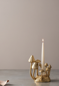 Contemporary <b>Mushroom</b> Cluster Shaped Gold Candle Holder Texture Casting Art Sculptural <b>Decor</b> - Product Image 2