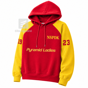Custom NSPDK sorority <b>Hoodie</b> embroidered logo on front <b>red</b> and gold color short sleeve cotton for female - Product Image 2
