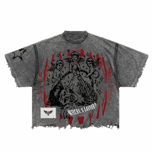 T-shirt graphique vintage surdimensionné personnalisé 2026 unisexe streetwear en coton délavé marron effet vieilli style punk - Product Image 2