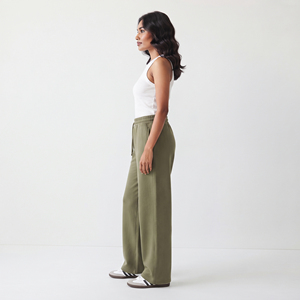 Pantalones de chándal de forro polar de longitud completa para mujer, informales, con cordón en la cintura, 100% algodón, cintura alta, 450GSM, para invierno, estilo urbano - Product Image 2