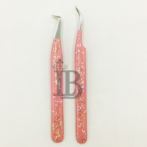 Pinzas de Pestañas con Purpurina Rosa, Pinzas de Extensión de Pestañas de Visón Sostenibles, Pinzas de Extensión de Pestañas Postizas con Logotipo - Product Image 3